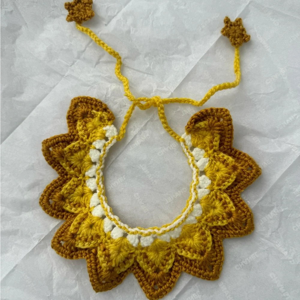 Sunflower Crochet Cat Collar